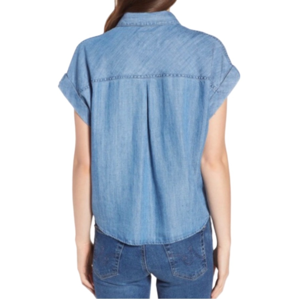 Rails Amelie Tie Front Linen Blend Chambray Shirt… - image 2